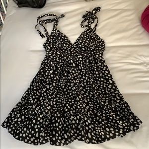 Black and white polkadot dress